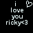 Pixelated text and heart symbol on black background, with one version showing a pixelated heart above 'i love you ricky<3' and another without the heart.