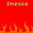Red background with yellow text "Smexico" at top, orange and red pixelated flames at bottom, static image.