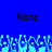 Blue background with two black 'Note' texts and a of light blue pixelated shapes at the bottom