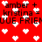 Red background with white pixelated hearts and repeated black text reading 'amber + amber + kristina = kristina = UUE FRIEN' in two horizontal bands.