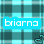 Two blue text bubbles on a teal plaid background display the names 'brianna' and 'nicolee' with a small white star on the right bubble.
