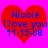Two identical red heart-shaped icons with blue text on a bright pink background, each displaying 'Nicole I love you 11-15-08' in pixelated font.