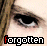 A 3x3 contact sheet of nine animated frames showing a close-up of a person's eye with changing eyelid positions and the word 'forgotten' in pixelated text below each frame.
