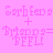 A pink background with pixelated text and yellow highlight bars showing variations of 'Sarhena + Branda = BFFL!' in different positions.