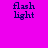 Four display 'flash light' text in dark blue on pink backgrounds with pixelated lettering and slight variations between each