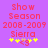 Pixelated text and symbols on a purple background with red lettering, yellow stars, and a pink number.