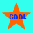 Four orange stars with blue text "COOL" on a cyan background, arranged in a