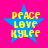 Four identical pixelated star-shaped icons with yellow text on blue stars against a bright pink background.