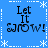 Blue background with white dashed lines and snowflake symbols forming a , displaying "Let It Snow!" text in four quadrants