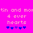 Pixelated text and heart symbols on a bright pink background with two side-by-side variations of the same design.