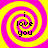 Four identical spiral patterns with alternating pink and yellow rings, each containing the text "i love you" in black pixelated font.