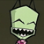 Pixelated green cartoon character with black eyes and teeth, hanging from top corners against dark background; blue pixel text 'HEHEHE', 'HEHE', 'SILLY HUMAN' on gray field.