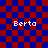 Pixelated of red and blue squares with four instances of the text 'Berta' in white, featuring two distinct animation states