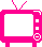 Pixelated pink television set icons with white screens display partial text fragments against a gray background.