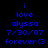 Pixelated text displays 'i love alyssa 7/30/07 forever<3' on black background with red highlight changes across three views.