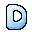 Four pixelated blue D-shaped icons arranged in a 2x2 grid, each with distinct internal cutouts and varying shading gradients.