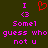 Pixelated text and symbols on dark green background with pink and red elements.