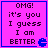 four identical pink with blue borders, each containing pixelated text and a blue Pac-Man icon