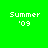 Green background with white pixelated text 'Summer '09' in four positions, one featuring a blue gradient overlay.
