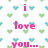 Pixelated pink text on a white background with repeating green and blue heart patterns, partially obscured by a gray rectangle.