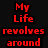Three display text and imagery: red text "My Life revolves around" above "Eclipse" with a red ribbon, "Twilight Breaking" with a white goblet holding a brown sphere, and "New" above a red-and-white object with a green stem