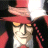 Pixelated anime-style character with red hat and long hair on left, black background with white text "Anime IM" and signature on right in a 2x1 contact sheet layout.