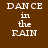 Brown background with white text "DANCE in the RAIN" and cyan highlight bars shifting across different words.
