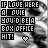 A black-and-white animated icon with repeating text and a heart symbol over a blurred background, showing sequential changes in the final character of 'HIT!'.