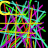 Animated contact sheet showing five sequential frames of a pixelated 'CRAZY' text animation with colorful line chaos on black background.