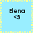 Four identical pixelated icons display "Elena" text with a heart symbol on light blue background bordered by yellow squares.