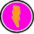 A circular icon with a bright pink background and black border contains an orange lightning bolt shape. To the right, pixelated text reads "Fanny Pok For Life!" in three lines.