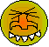 Three circular pixel-art icons with angry expressions, each featuring a distinct color scheme and background shade.