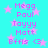 Cyan background with pink stars and purple text listing names in a pattern