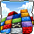 Pixelated animation of a colorful block structure under a blue sky, with text progressively forming 'DESTRUCT' and 'MATCH' over time.