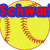 Yellow softball with red stitching and blue text overlays reading "Schwar" on top left, "Allstars" on top right, and "#3" at bottom center.