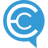 Blue circular speech bubble icon with white stylized 'C' letter inside, set against light gray background.
