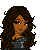 Pixel art contact sheet showing two frames of an animated icon featuring a cartoon woman with long brown hair and star-patterned clothing, alongside green text reading "i'm gonna b a star!" on white background.