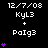 Static digital image with white text and purple symbols on black background, showing repeated date and name pairs with varying heart counts.