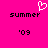 Pixelated icon with bright pink background, white heart symbol, and black text reading 'summer' and '09' in two identical side-by-side arrangements.