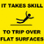 Yellow background with black pixelated text and a stick figure performing a flip over a horizontal line.