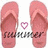 A static icon shows two pink flip-flops on a white background with a pixelated heart and partially obscured text below.