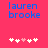 Blue text 'lauren brooke' on pink background with white and light pink pixelated hearts below, two identical frames side-by-side.