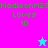 Green text 'MadisonM28 Loves 10' on a split background with cyan and magenta sections, each containing a pixelated star icon.