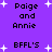 Purple background with white pixelated stars and black text reading 'Paige and Annie' and 'BFFL'S' in a