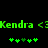 Green pixelated text 'Kendra <3Kendra <3' on black background with two of green and dark green plus signs below