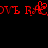 Red pixelated text on black background with animated heart symbol replacing 'A' in repeated words.