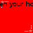 Red background with repeated black text 'en your hoen' and white star animations; stars shift position across frames.