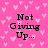 Pink background with light pink heart pattern, black text reading "Not Giving Up..." on left and "That's TRUE LOVE." on right.