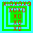 Four identical square display red XOXO text in nested layers over green and cyan backgrounds with a central XOXO pattern