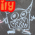 A pixelated cartoon monster with large eyes and horns appears in four variations, each with different text overlays.